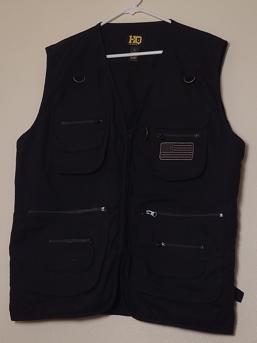 HQ Issue Tactical Black Utility Vest Multiple Pockets Concealed Carry Gear XL